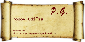 Popov Géza névjegykártya